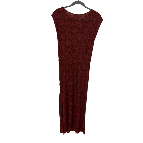 Warehouse Red Sheer Floral Lace Midi Dress UK 8 / US 4 festival bohemian boho - Picture 10 of 15